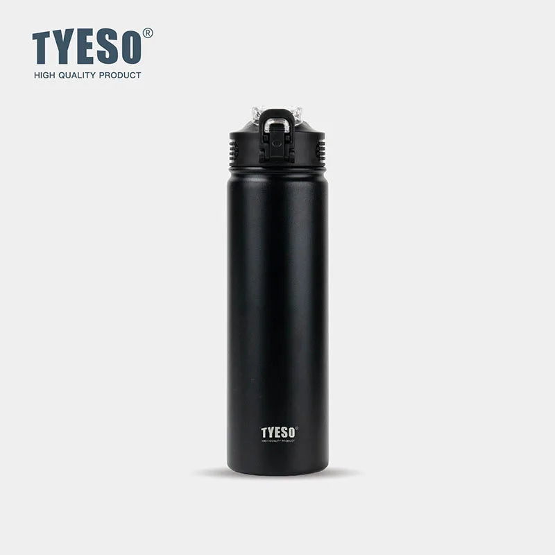 TYESO 600/750ML Stainless Steel Thermal Water Bottle with Straw Hot Cold Double Wall Vacuum Insulated Sports Cup for Coffee/Tea