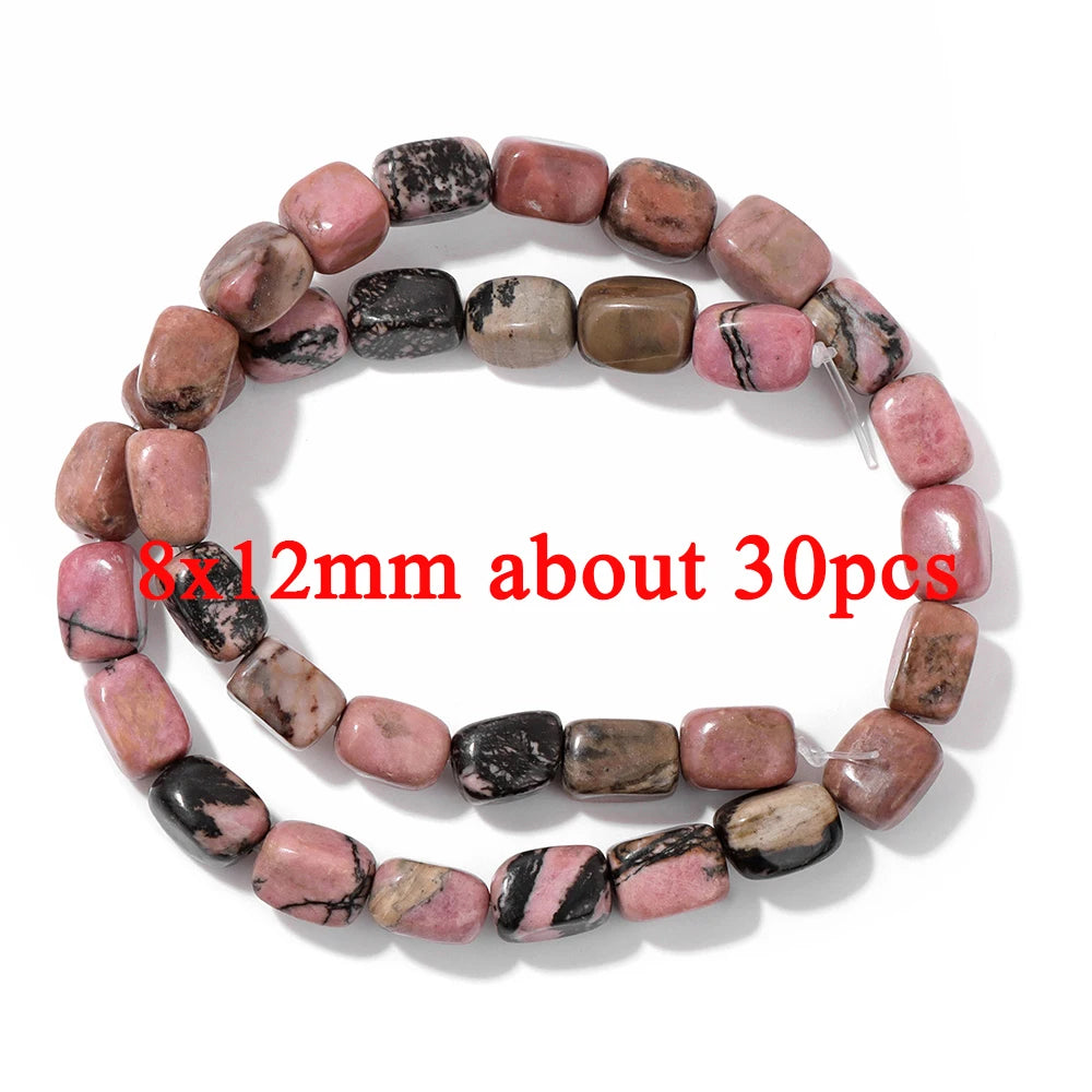 Wholesale Natural Pink Black Rhodonite Stone Beads Round Oval Rondelle Loose Spacer Gem Bead For Jewelry Making DIY Accessories