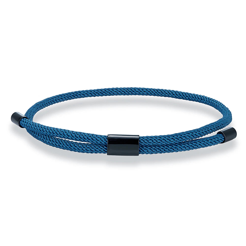 MKENDN Modisches schwarzes Nylonarmband für Damen und Herren aus strapazierfähigem Marine-Nylon mit poliertem schwarzem Edelstahlverschluss – schlichtes Schmuckstück