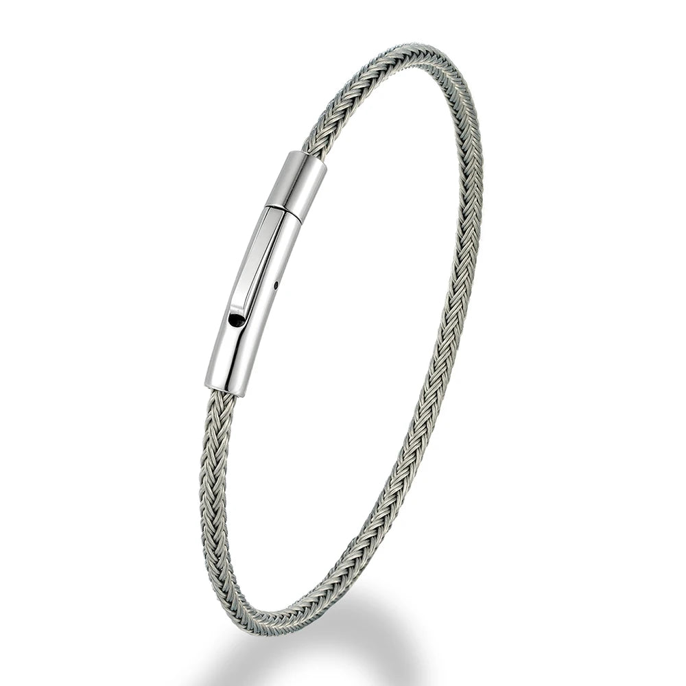 MKENDN Minimalist Men Women Cord Jewelry Non-fading Steel Wire Rope Bracelet Classic Cuff Charm Bracelet for Couple Jewelry