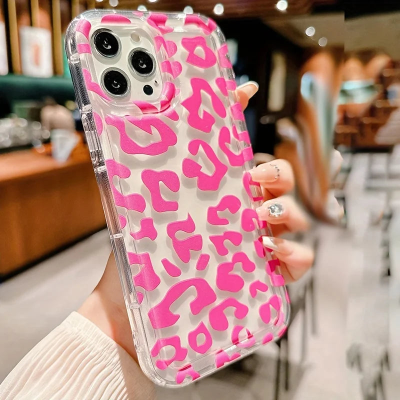 Rose Leopard Transparent Pattern Phone Case For iPhone 17 15 16 Pro Max Cases iPhone 14 13 12 11 7 8 Plus 16E Shockproof Cover