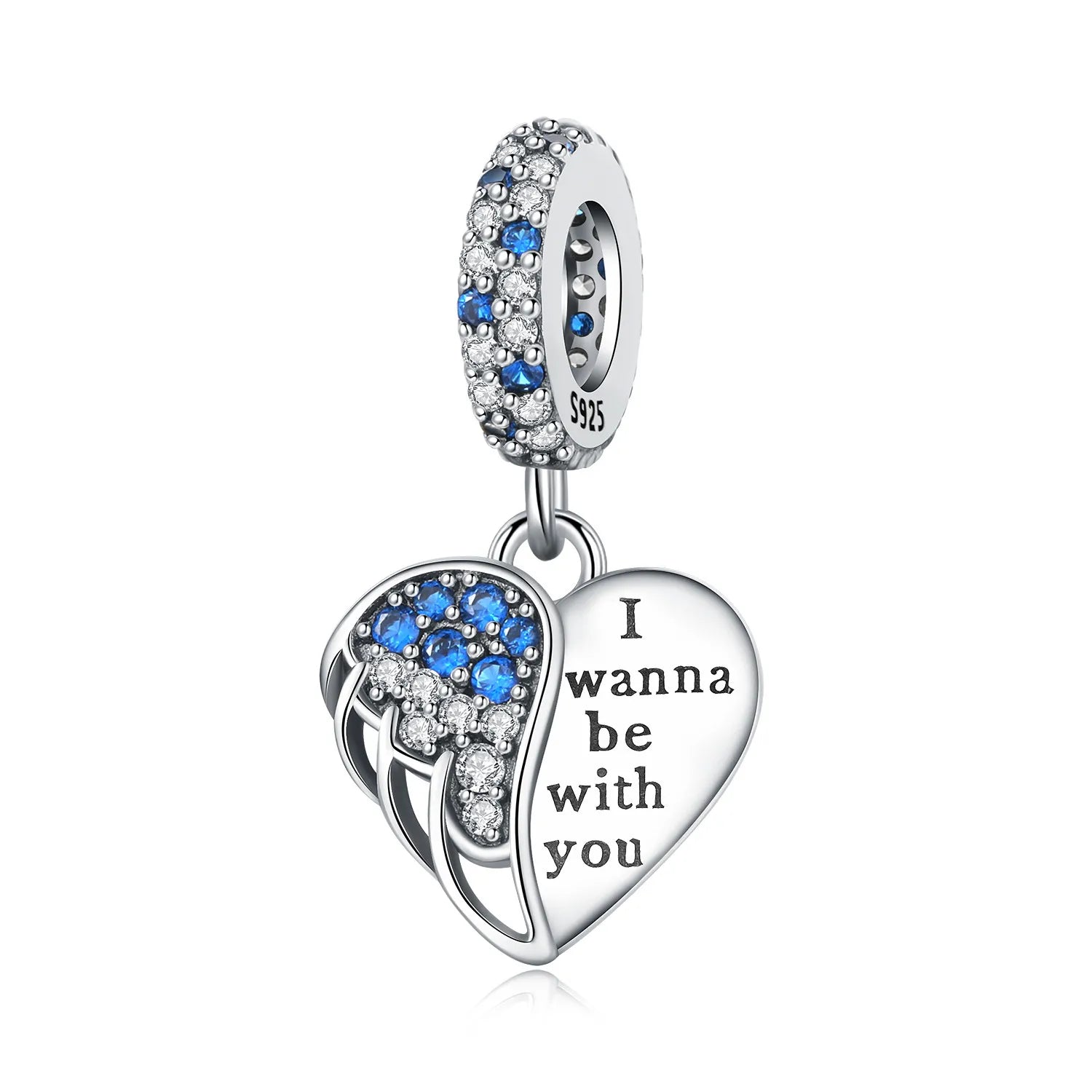 PANPOKI 925 Sterling Silver Sparkling Wings Lucky Symbol Pendants Bracelet Charms Fit Women Jewelry Party Beads DIY Trendy Gift