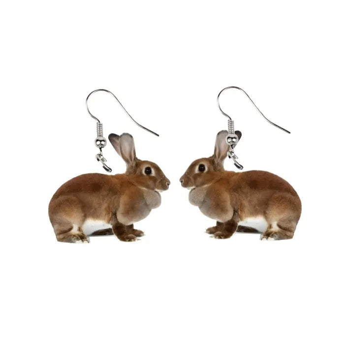 Boucles d'oreilles pendantes en acrylique pour femme, cadeau de Pâques, motif lapin mignon, bijoux intéressants pour festival et fête