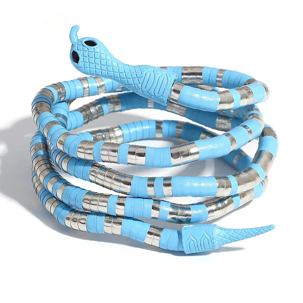 AENSOA Colorful Creative Bendable Snake Bracelet for Women Personalized Multi Use Necklace Choker Arm cuff  Adjustable Jewelry