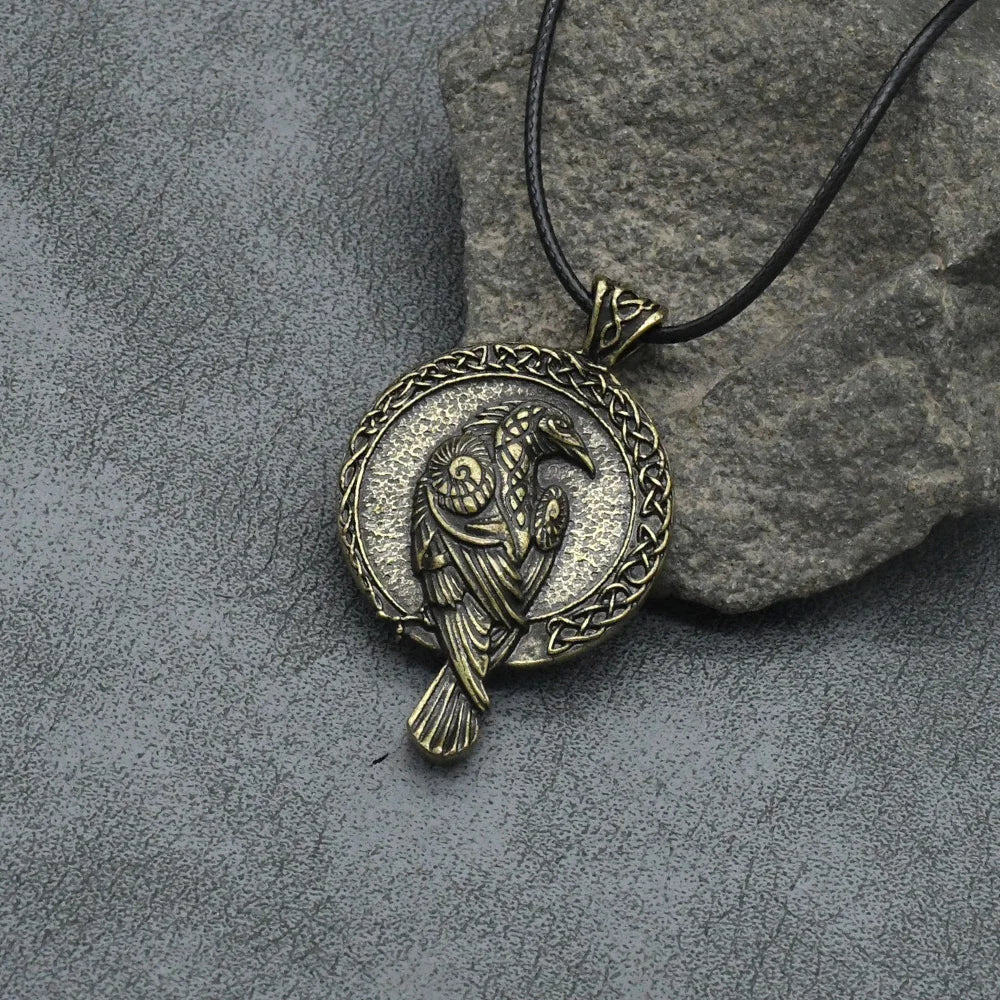 Nordische Mythologie Odin Rabe Wikinger Rune Anhänger Halskette Vintage Keltenknoten Punk Amulett Schmuck Geschenk