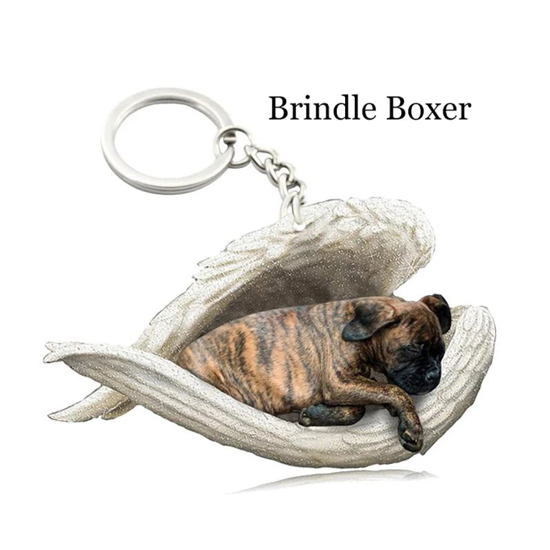 100 Style Cut Dog Sleeping Angel Pendant Bag Keychain Car Keychain Keyring Animal Pet Jewelry Boyfriend Girls Gift Accessories
