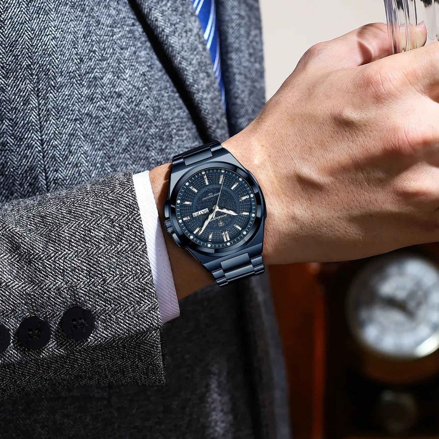 POEDAGAR Sport Original Men Clock Quartz Date Week Luxury Man Wristwatch Waterproof Luminous Stainless Steel Men's Watches Reloj - Madeinsea©