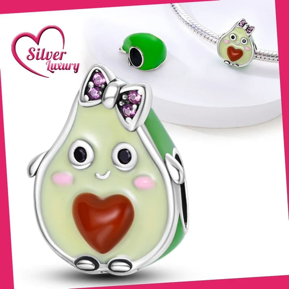 925 Sterling Silver Health Avocado Banana Tomato Charm Pendant Fit Charm Original Bracelet Made for Women Jewelry Making