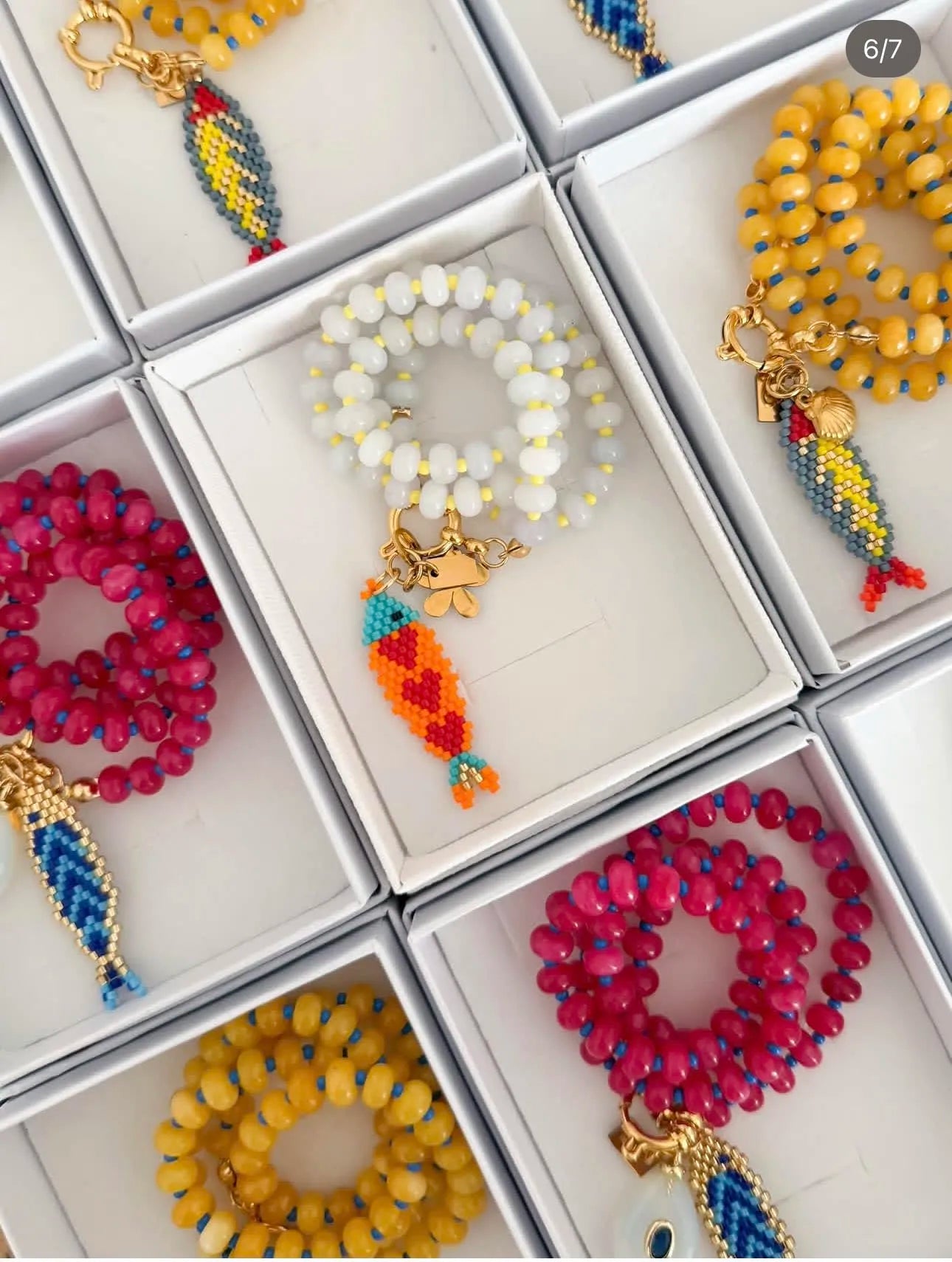 Bohemian Ocean Series hand-woven colorful fish pendant elegant and grand natural stone beaded necklace for girl go to beach