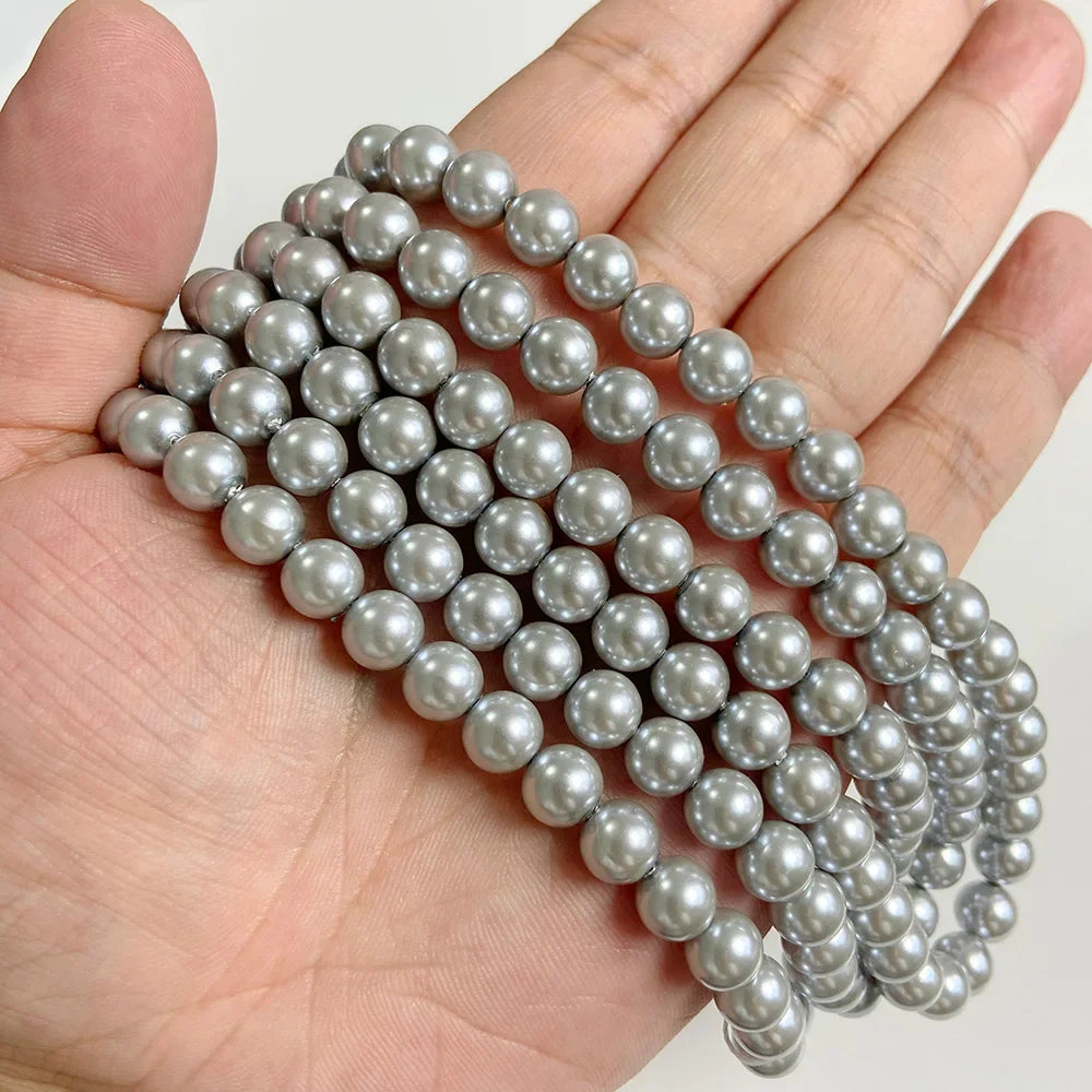 Colorful Round Shell Pearl Beads 6 8 10mm Imitation Pearls Loose Spacer Bead For Jewelry Making Bracelet Necklace Earrings DIY