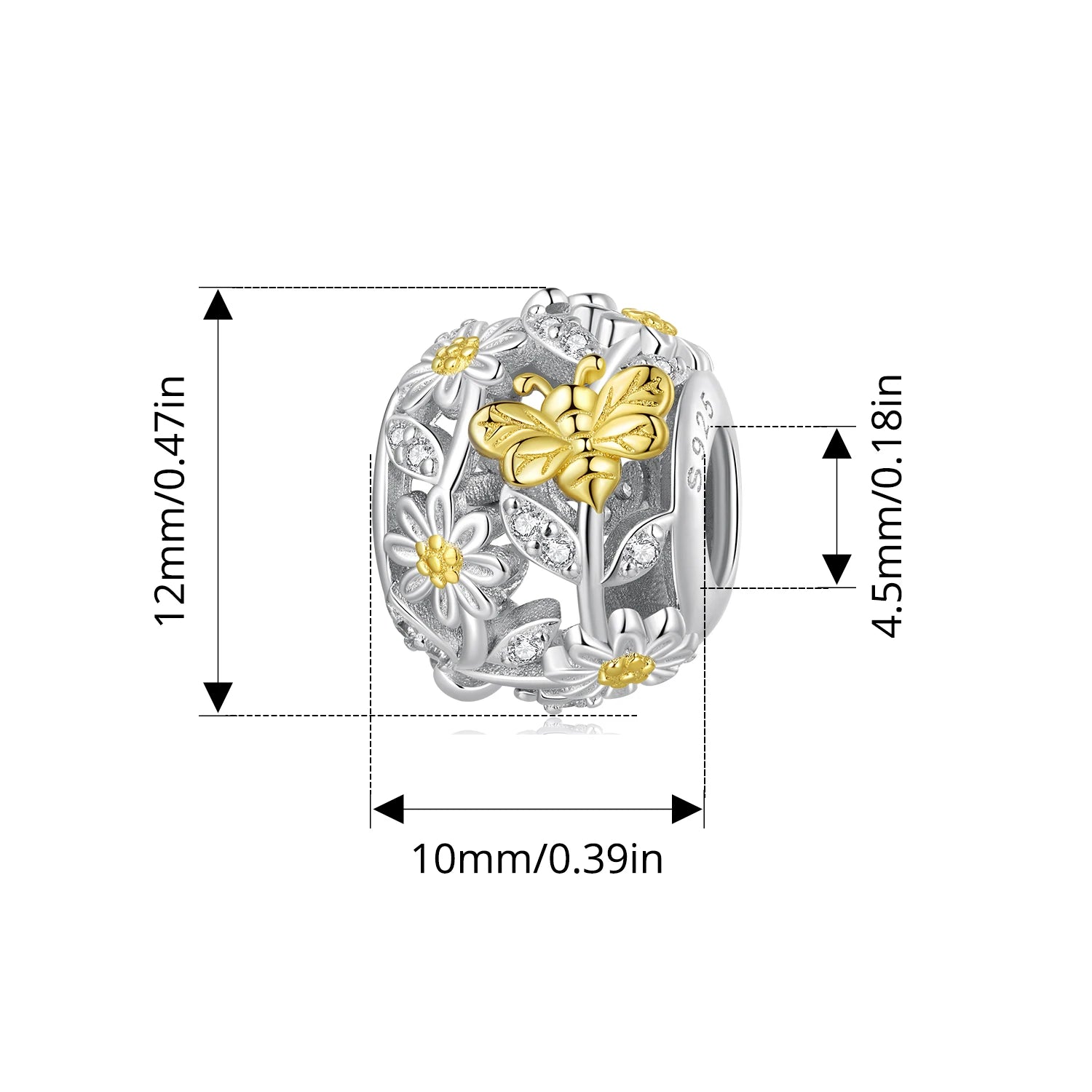 BISAER 925 Sterling Silver Four-Leaf Clover Charm Colorful Autumn Leaves Pendant Plated Gold for Women DIY Bracelet Fine Jewelry