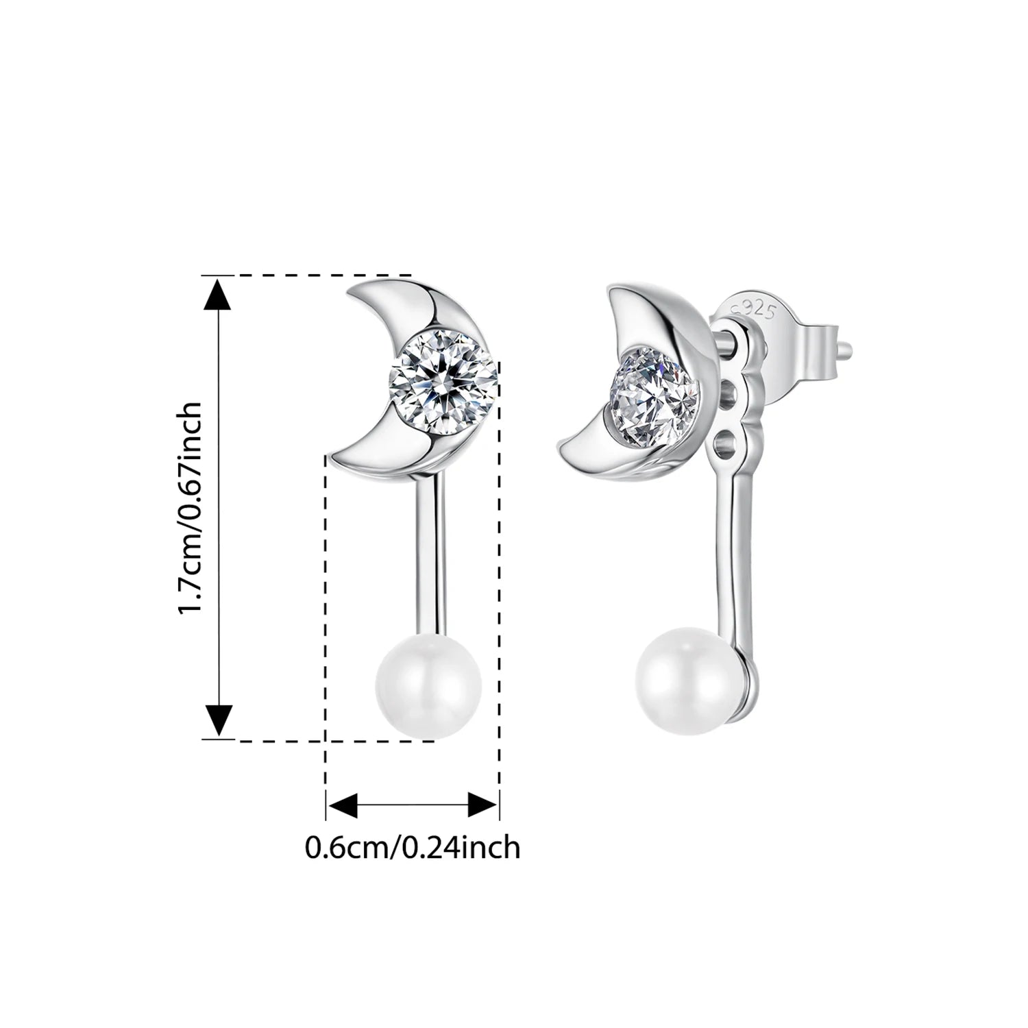 BAMOER Abnehmbare Moonlight Ohrstecker, wendbare Muschelperlen-Ohrringe aus 925er Sterlingsilber für Damen, Vorder- und Rückseite