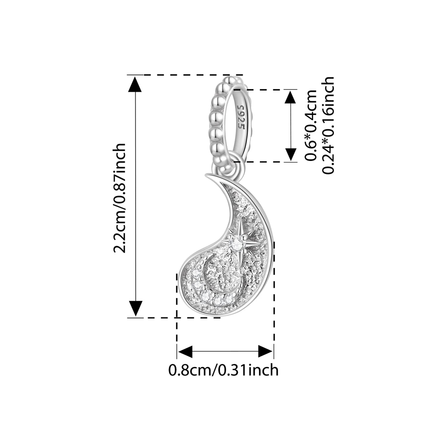 BAMOER 925 Sterling Silver Two-tone Pendant Detachable Taiji-Bagua Beads for Women Necklace DIY Guarding Jewelry Accessories