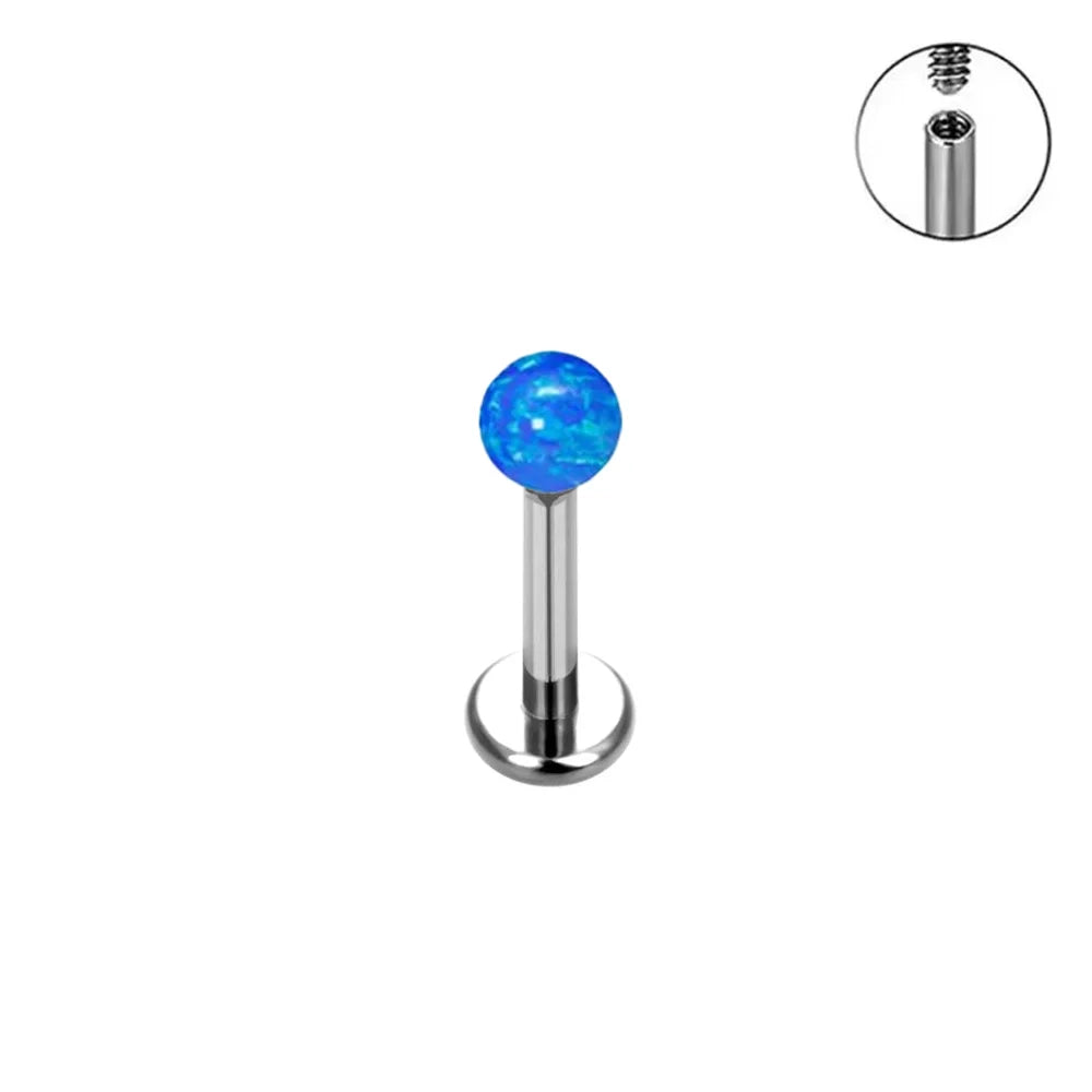 ASTM F136 Titanium Earrings Labret Colorful Opal Ball Sexy Nose Rings Lip Stud Ear Cartilage Tragus Piercing Body Jewelry