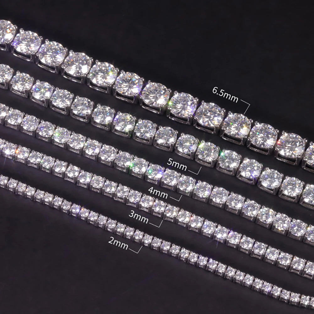 Serenity 3mm 4mm 5mm D Moissanite Tennis Bracelet Women Man Gift S925 Sterling Silver Sparkling Lab Diamond Hand Chain Jewelry - Madeinsea©
