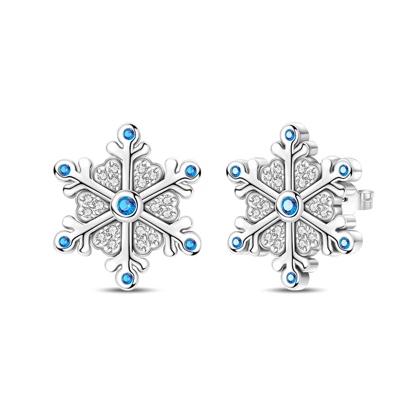 Winter Earrings 925 Silver Star Shining Romantic Snowflake Stud Earrings For Women Engagement Birthday Proluxy Fine Jewelry Gift