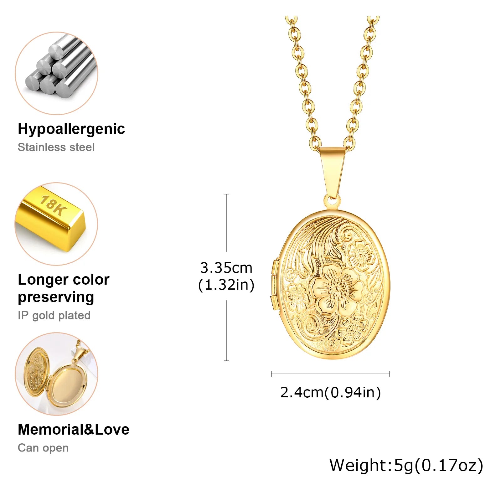 Vnox Light Heart Locket Pendants for Women Men Openable Photo Frame Glossy Stainless Steel Necklaces Family Love Collar