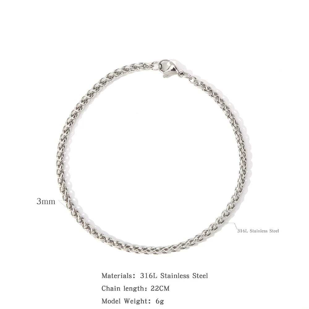 Hip Hop Stainless Steel Spinal Chain Bracelet Simple Men Titanium Steel Jewelry Fashion Party Accessories Gifts