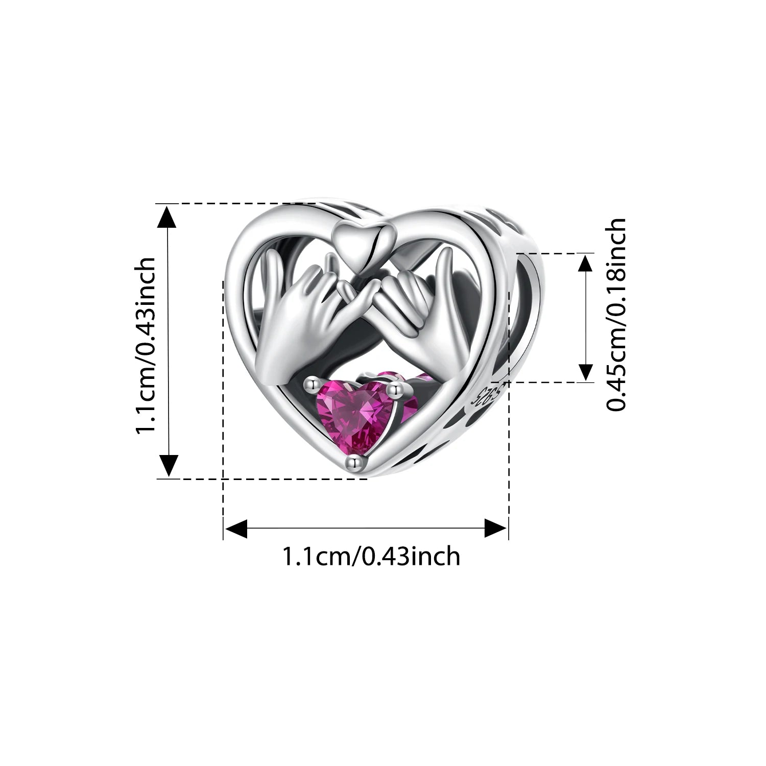 BISAER 925 Sterling Silver Heart Family Charm Angel Mother Child Hug Love Bead For Women Mother's Day DIY Bracelet Fine Jewelry