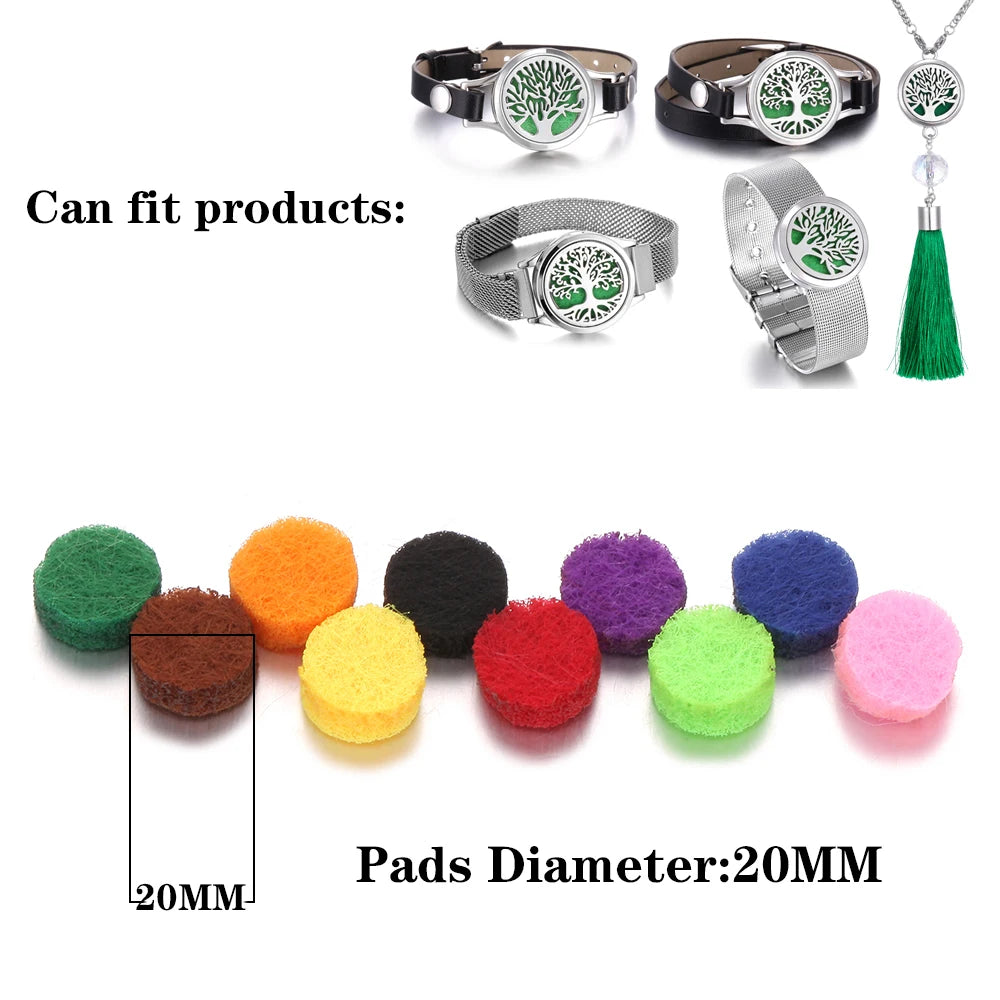 100PCS Wholesale Aromatherapy Pads for Necklace Bracelet 25mm 30mm Mixed Colorful Spacers Round Diffuser Thick Felt Refill Pads