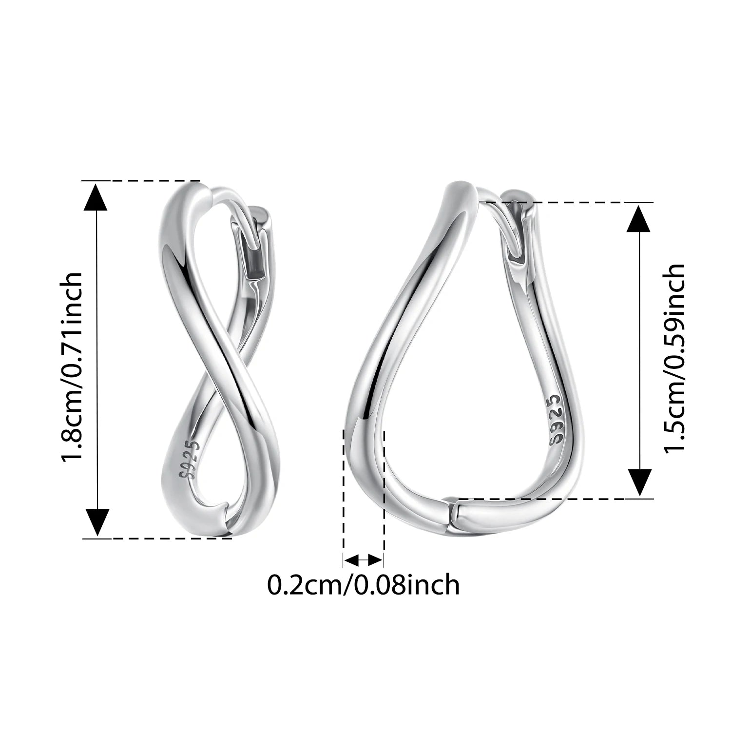 BISAER 925 Sterling Silver Minimalist Waves Hoop Earrings Simple Irregular Geometry Ear Hooks for OL Women Party Fine Jewelry