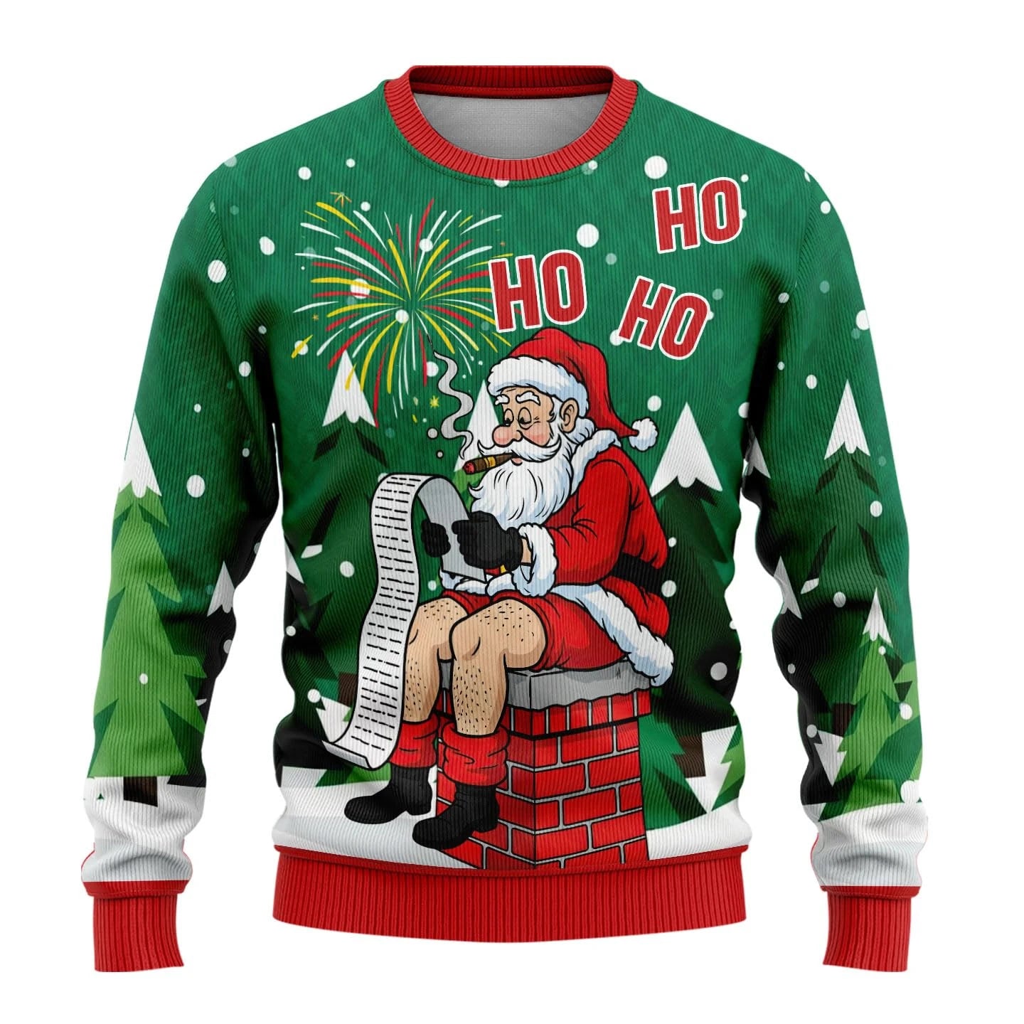 Hilarious Ho Ho Ugly Christmas Sweater Naughty Santa Womens Sweaters Crewneck Sweatshirt Funny Unisex Pullovers Mens Sweater
