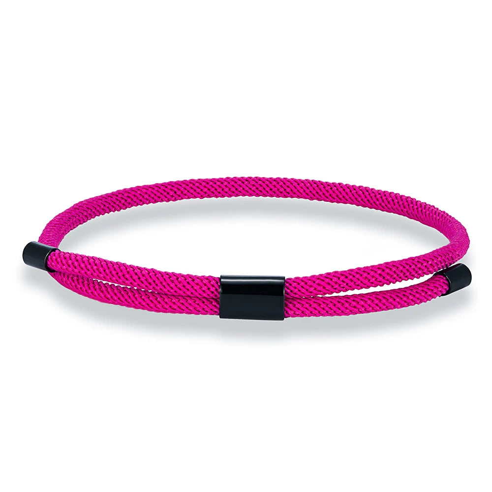 MKENDN Modisches schwarzes Nylonarmband für Damen und Herren aus strapazierfähigem Marine-Nylon mit poliertem schwarzem Edelstahlverschluss – schlichtes Schmuckstück