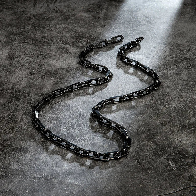 MKENDN Men Vintage Oxidized Black Chain Link Necklace Punk Hip Hop Stainless Steel Motorcycle Chain Necklace Male Jewelry Gift