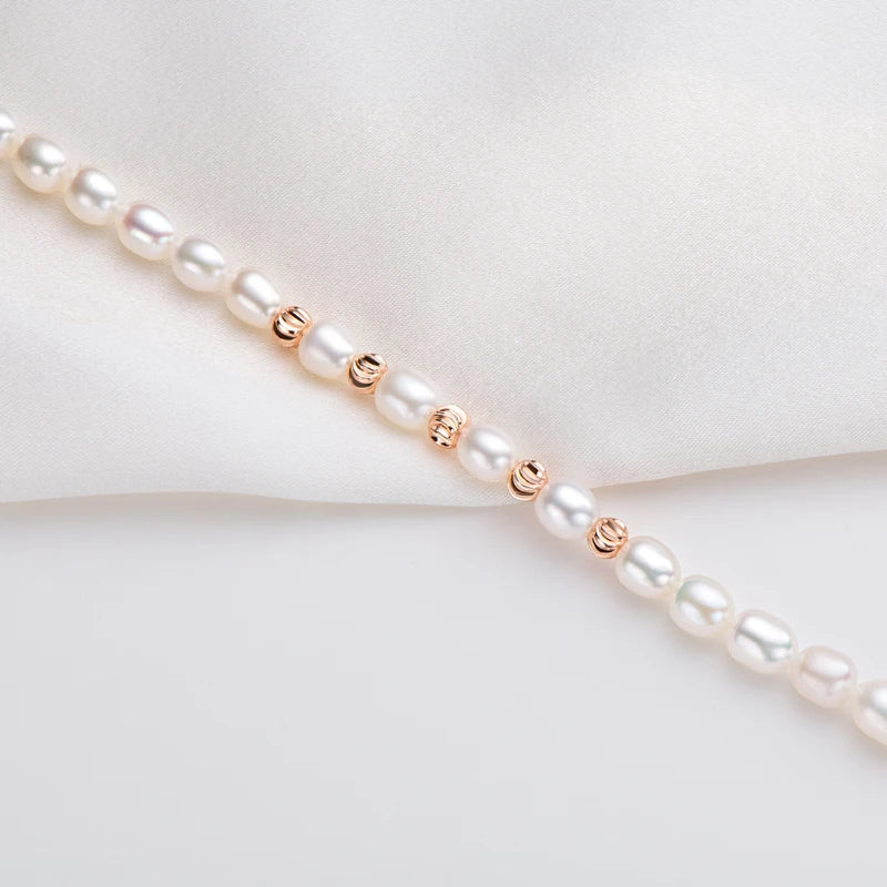 14K Gold Plated  Real Natural Freshwater Pearl Fashion Bracelet Ladies Elegant Bracelet Jewelry Girlfriend Birthday Wedding Gift
