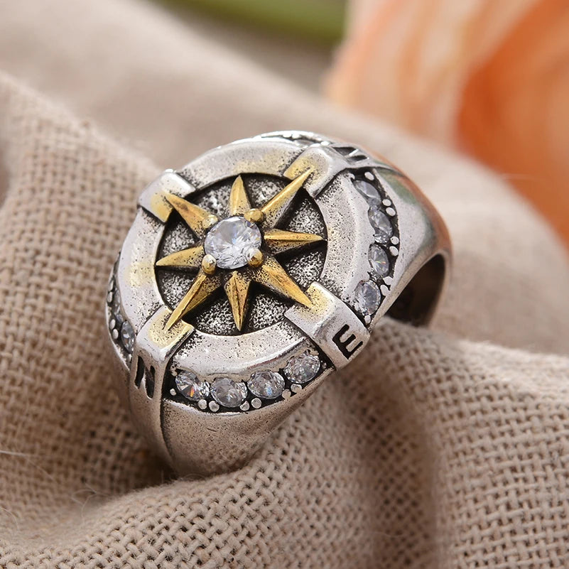 Vintage Compass Crystal Star Ring - Madeinsea©