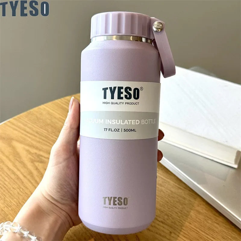 TYESO Insulated Water Bottle Stainless Steel Sport Cup with Handle Portable Travel Mug for Men Women 6-12 Hours Thermal Cold Hot