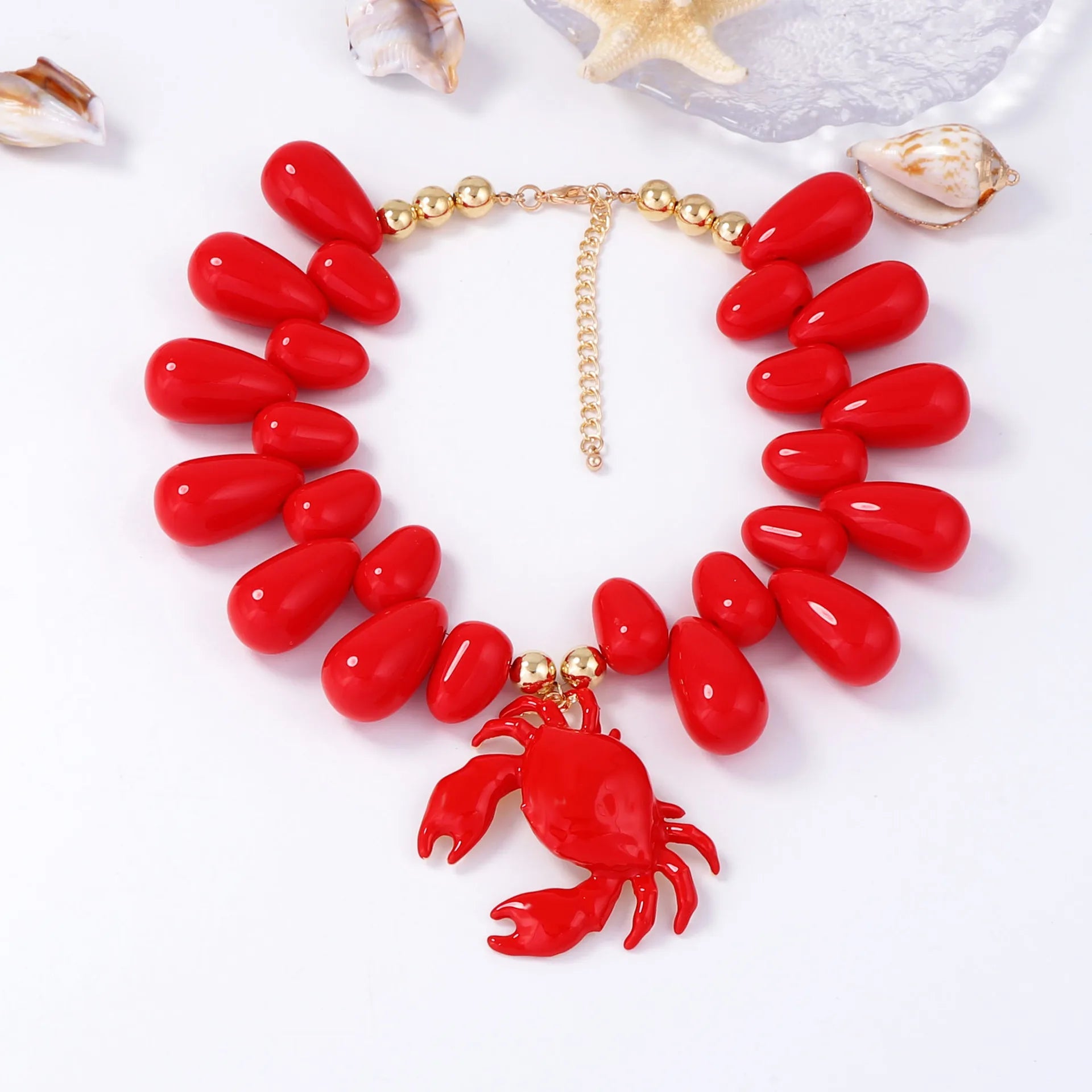 Multi-color Exaggerated Alloy Printed Crab Women's Choker Necklace