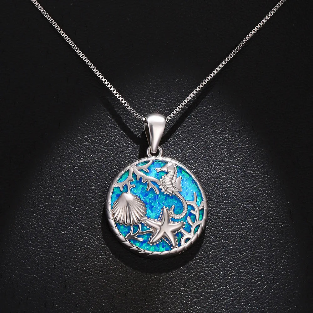 Boho Seahorse Sea Star & Shell Pendant Necklace - Madeinsea©