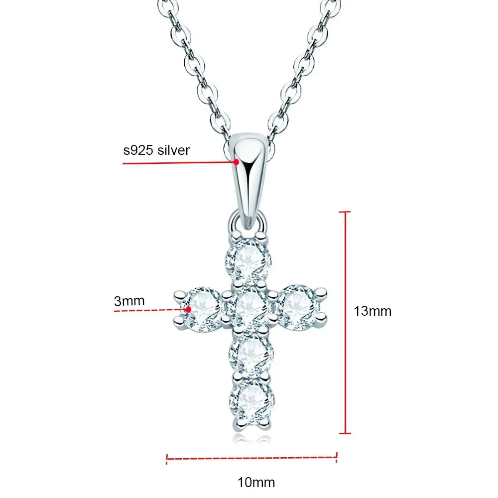 Serenity 5.5ct D Moissanite Cross Necklace for Women Men Gift 100% S925 Sterling Silver 1.6mm Rope Chain Jesus Pendant Necklace - Madeinsea©