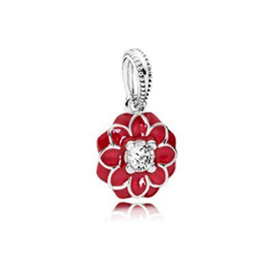 New 925 Silver Red Color Charm Strawberry Bee perfume Dream Catcher Apple Bead Fit Original Bracelet Jewellery Gift red heart