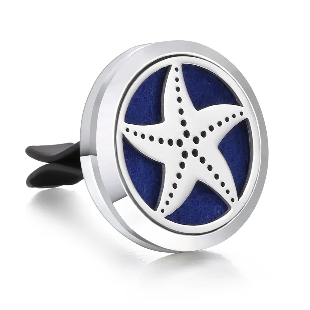 New Aromatherapy Car Perfume Diffuser Stainless Steel 30mm Magnetic Aroma Diffuser Locket Car Air Freshener Vent Clip + 1pcs Pad