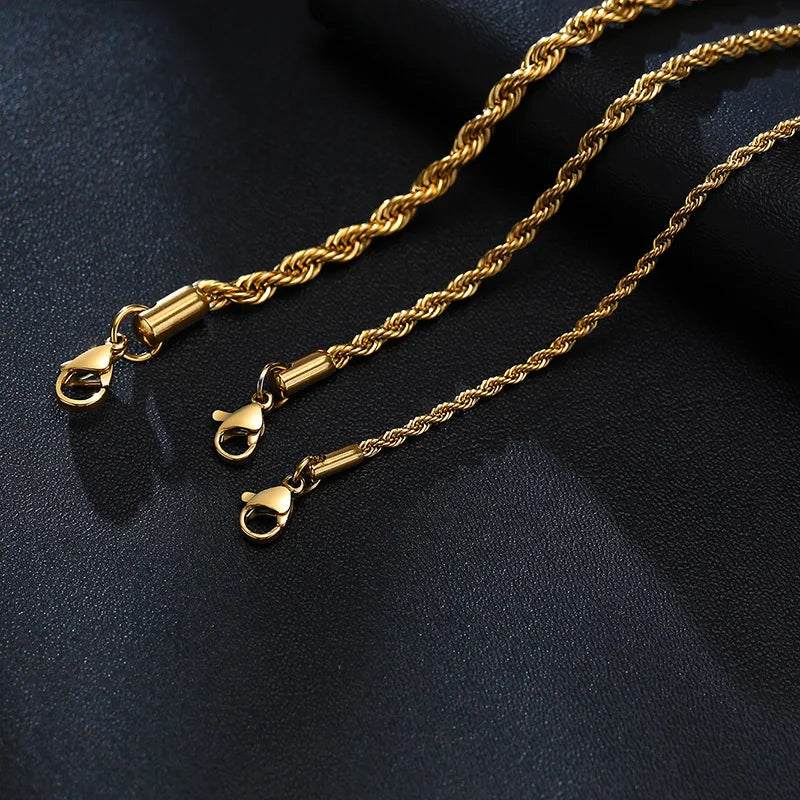Vnox Unisex Rope Chain Bracelets for Men Women, Stainless Steel Twisted Links Chain Bracelet,Simple Classic Jewelry Gift for Him - Madeinsea©
