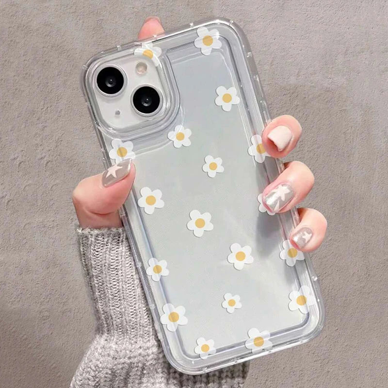 For iPhone 17 16 15 14 Plus 16E 13 12 Pro Max 7 8 Plus 17 Air Case Summer Floral Flowers Honey Bee Print Clear Phone Cases Cover