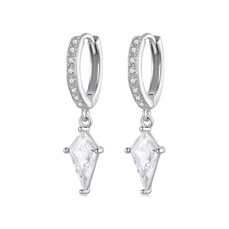 WOSTU 925 Sterling Silver Elegant Drop Earrings With AAA CZ, Baguette Cut Crystal kite Dangle Earrings Minimalist Jewelry Gift