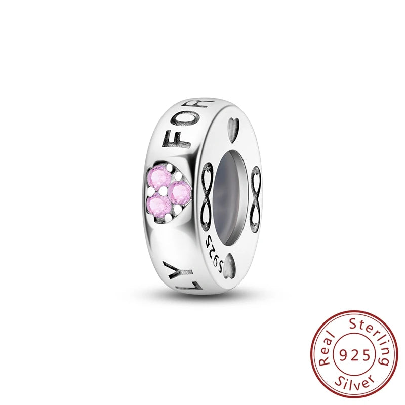 Charms 100% 925 Sterling Silver Flowers Colorful Zircon Silicone Spacer Beads Fit 3mm 925 Original Bracelets Fine DIY Jewelry