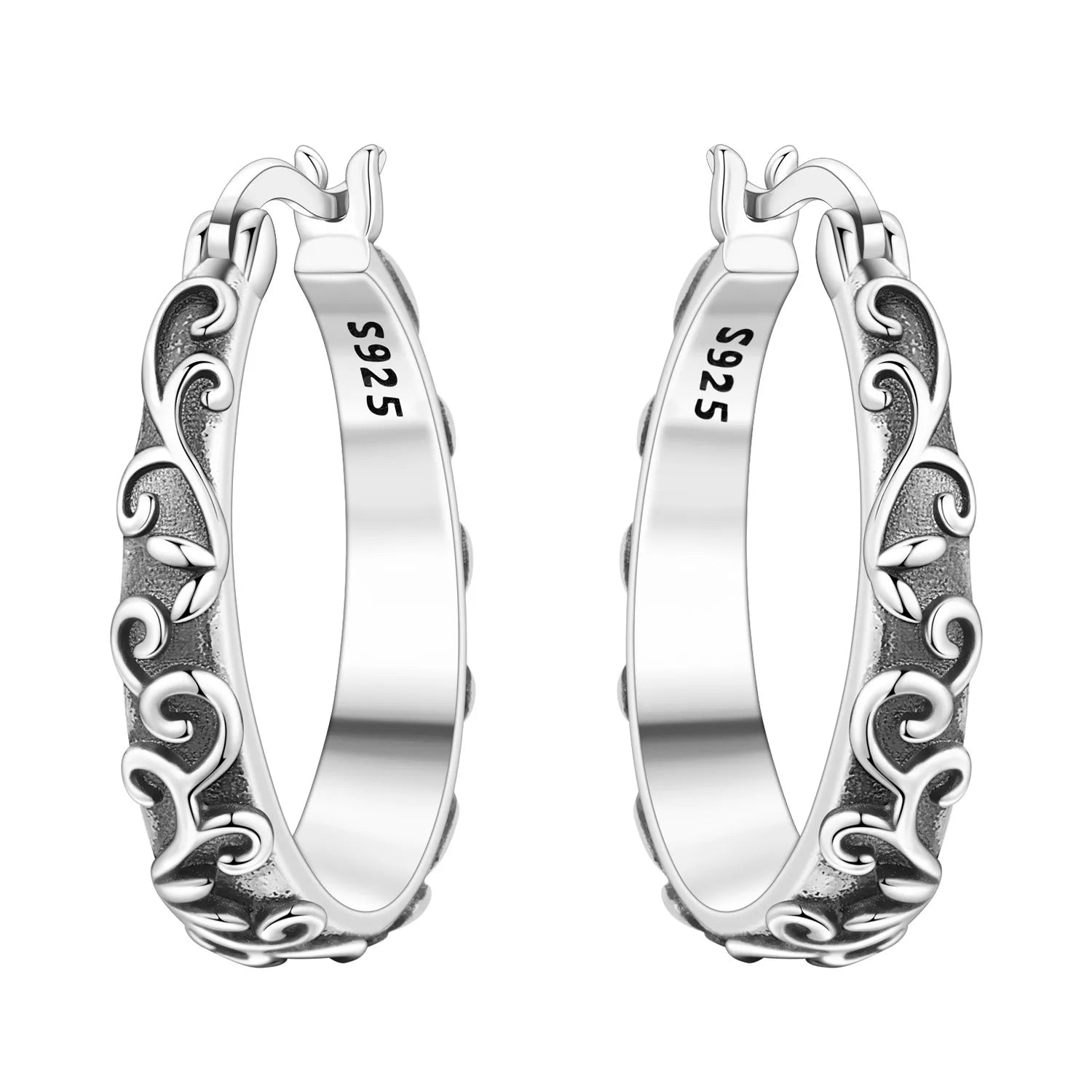 PANPOKI Original 925 Sterling Silver Blue Iris Flower Earrings Women Hoop Earring Anniversary Jewelry Trendy Gifts