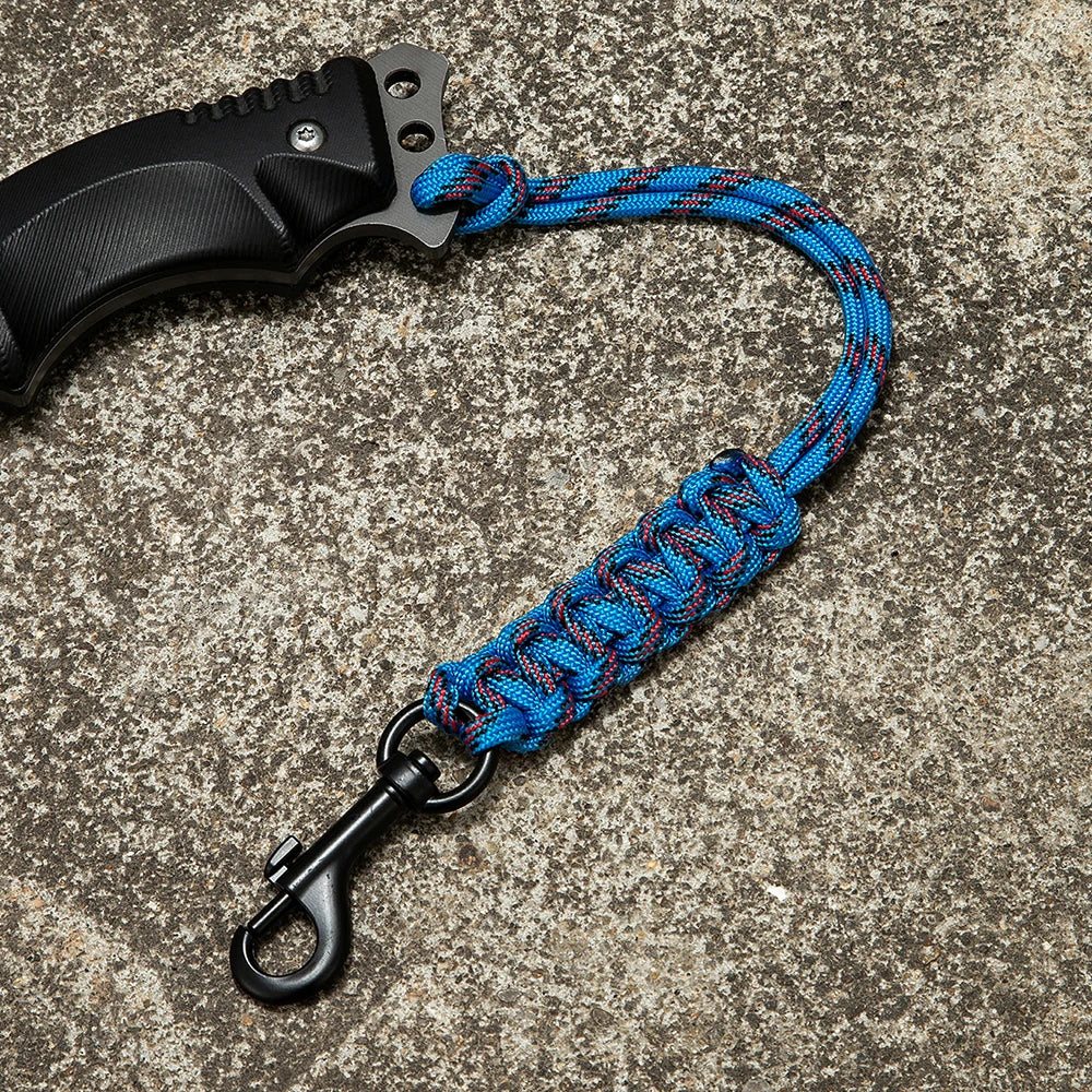 MKENDN Porte-clés en paracorde avec crochet métallique pour homme et femme, dragonne d'urgence pour l'escalade en extérieur, porte-cartes d'identité et d'identification.