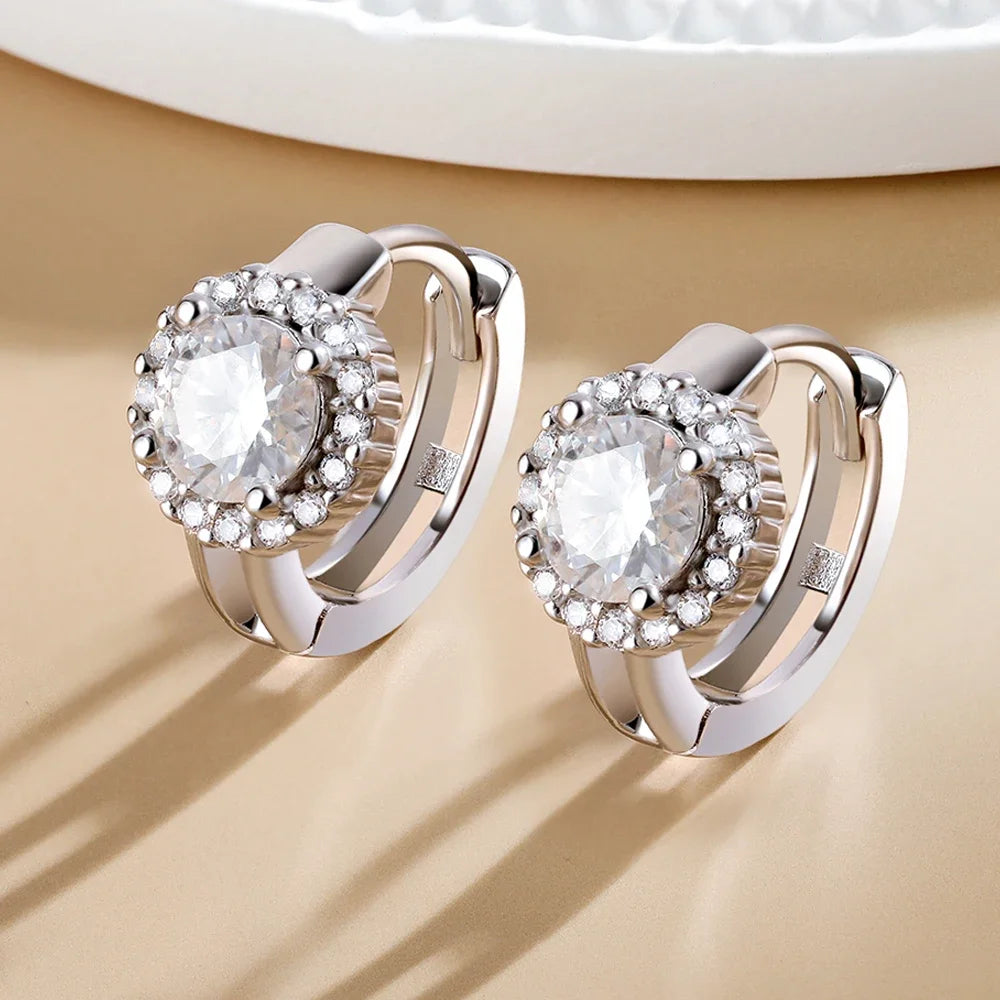 Serenity 0.5ct 1ct D Moissanite Hoop Earrings Women Gift S925 Sterling Silver Round Bag Earring Wedding Bridal Jewelry Wholesale - Madeinsea©