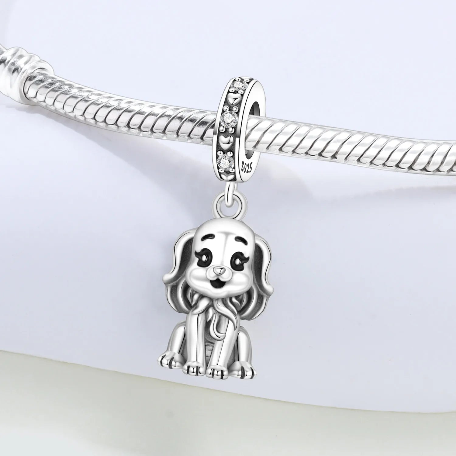 PANPOKI 925 Sterling Silver Cute Dog Animal Pet Beads Original Pendants Bracelet Charm Jewelry DIY Necklace Bracelet Fine Gifts