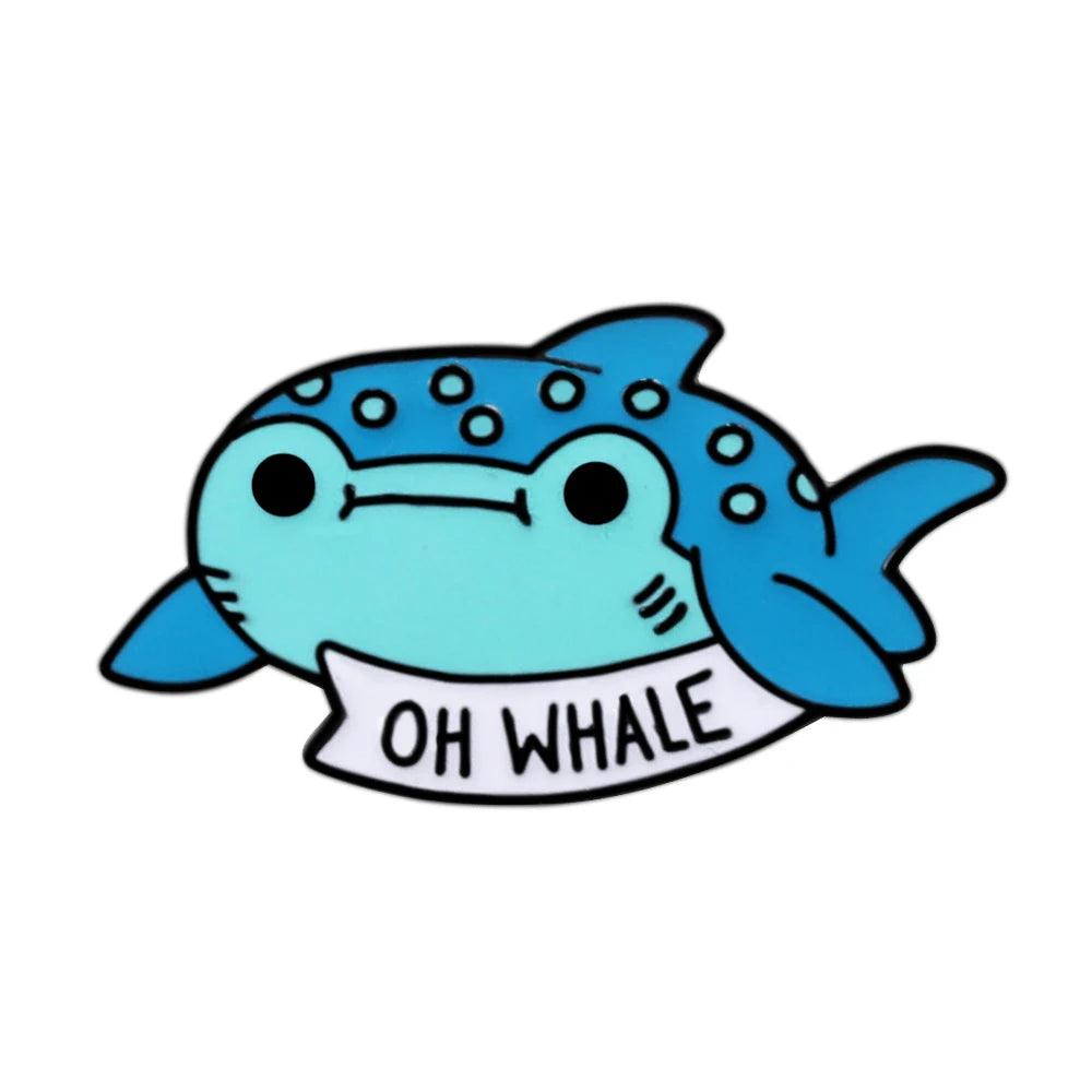 New Blue Marine Life Enamel Pins Cute Whale Dolphin Animal Brooches Women Men Lapel Pin Badges Jewelry Gift for Friend Wholesale