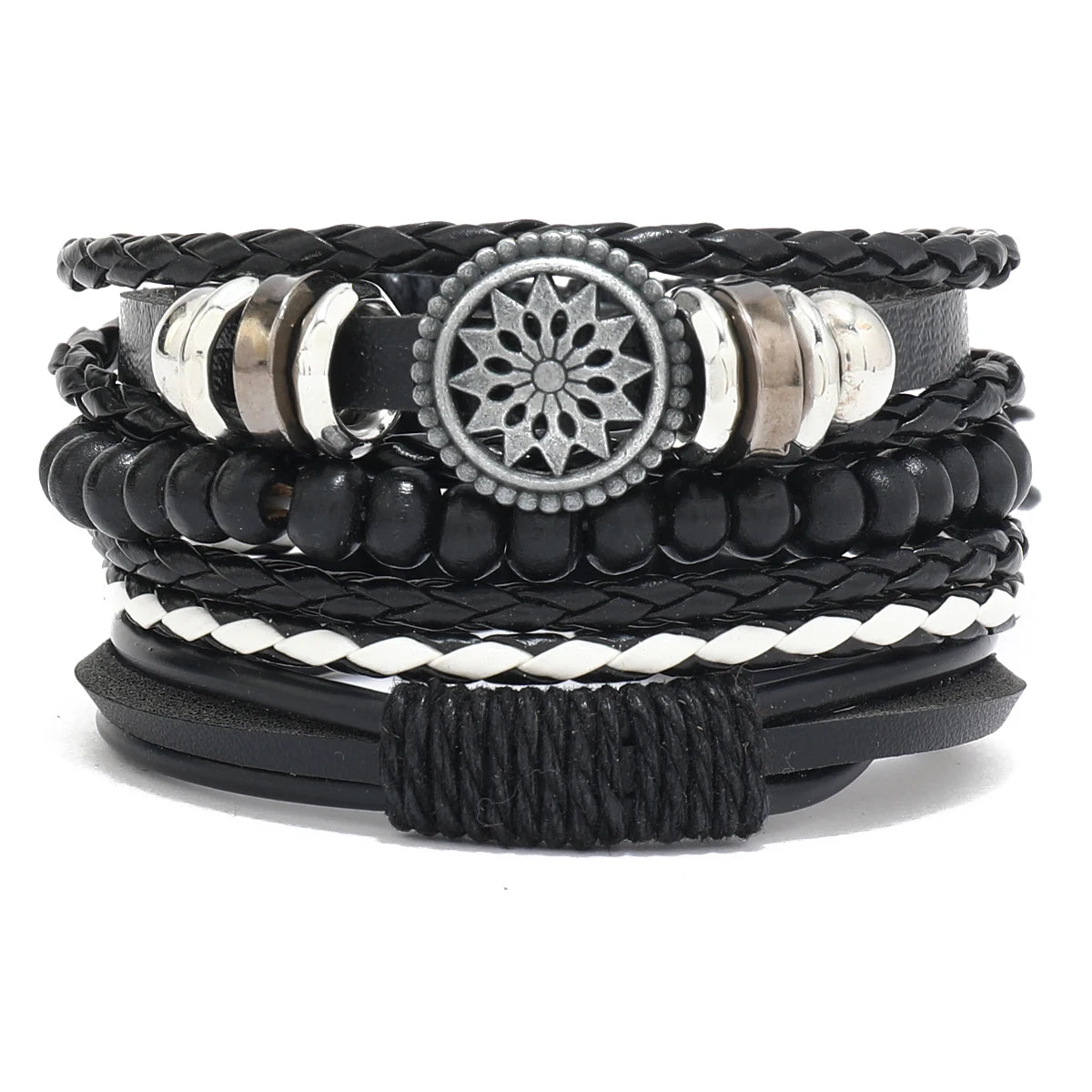 Wholesale Best-selling Multi-layer Buddha Bead Beaded Bracelets Men's Retro Style Multi-layer Elastic Thread Adjustable Wooden