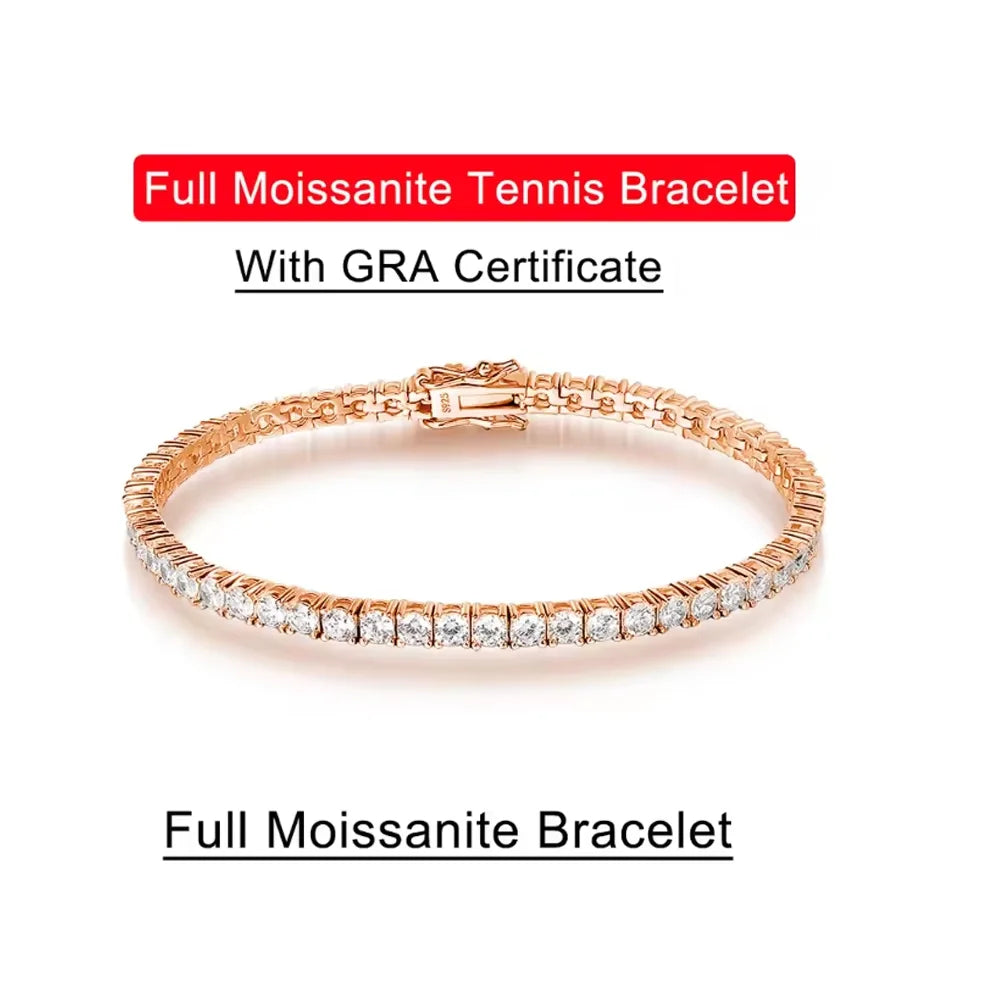 Serenity 3mm 4mm 5mm Moissanite Tennis Bracelet For Women Man Gift S925 Sterling Silver Plated 18K Moissanite Hand Chain Jewelry - Madeinsea©