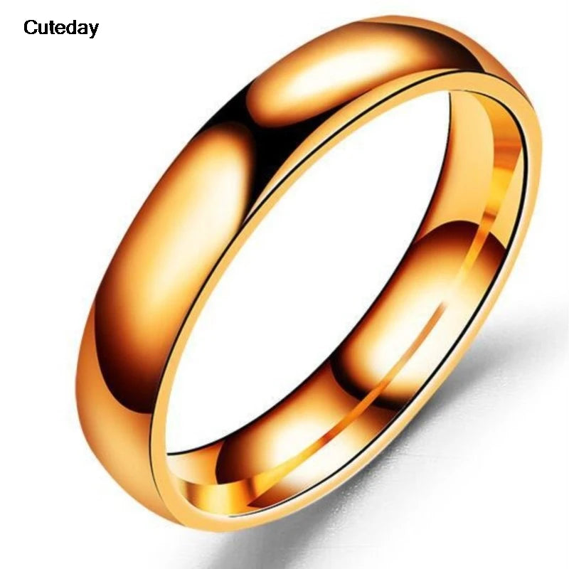 Simple 4mm 6mm Titanium Ring Women Men Prevent Allergy High Polished Wedding Rings Stainless Steel Couple Finger Jewelry Gifts