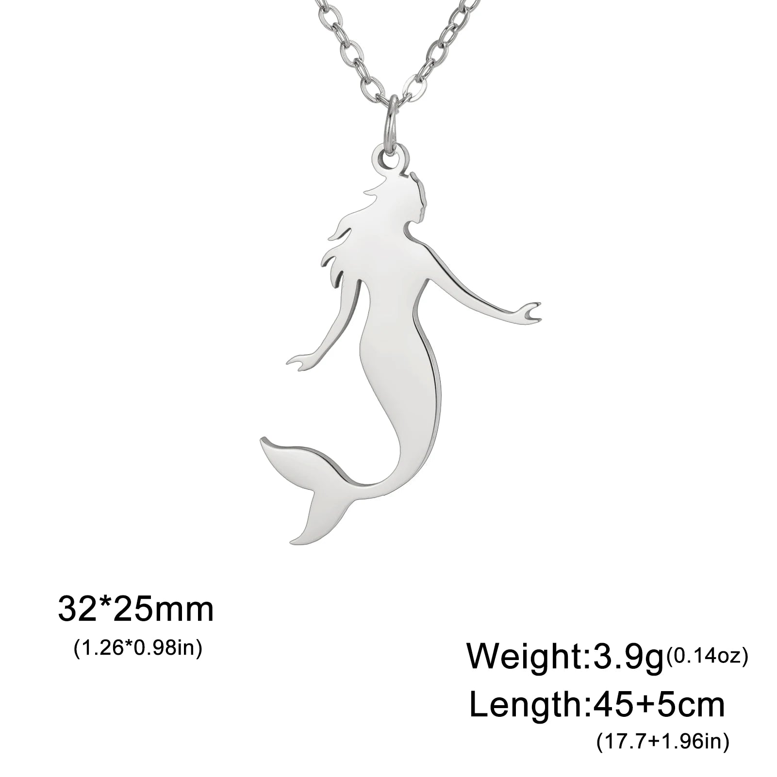 Colliers de sirène en acier inoxydable Dreamtimes Pendentifs Chaîne de cou Ras du cou Bijoux une pièce Chaîne de clavicule Bijoux Femmes