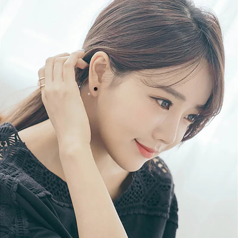 Buyee 925 Sterling Silber Runder Ohrstecker Leicht Poliert Schlichter Ohrring für Mädchen Frau Mann Rock Punk Edler Schmuck Ohrring